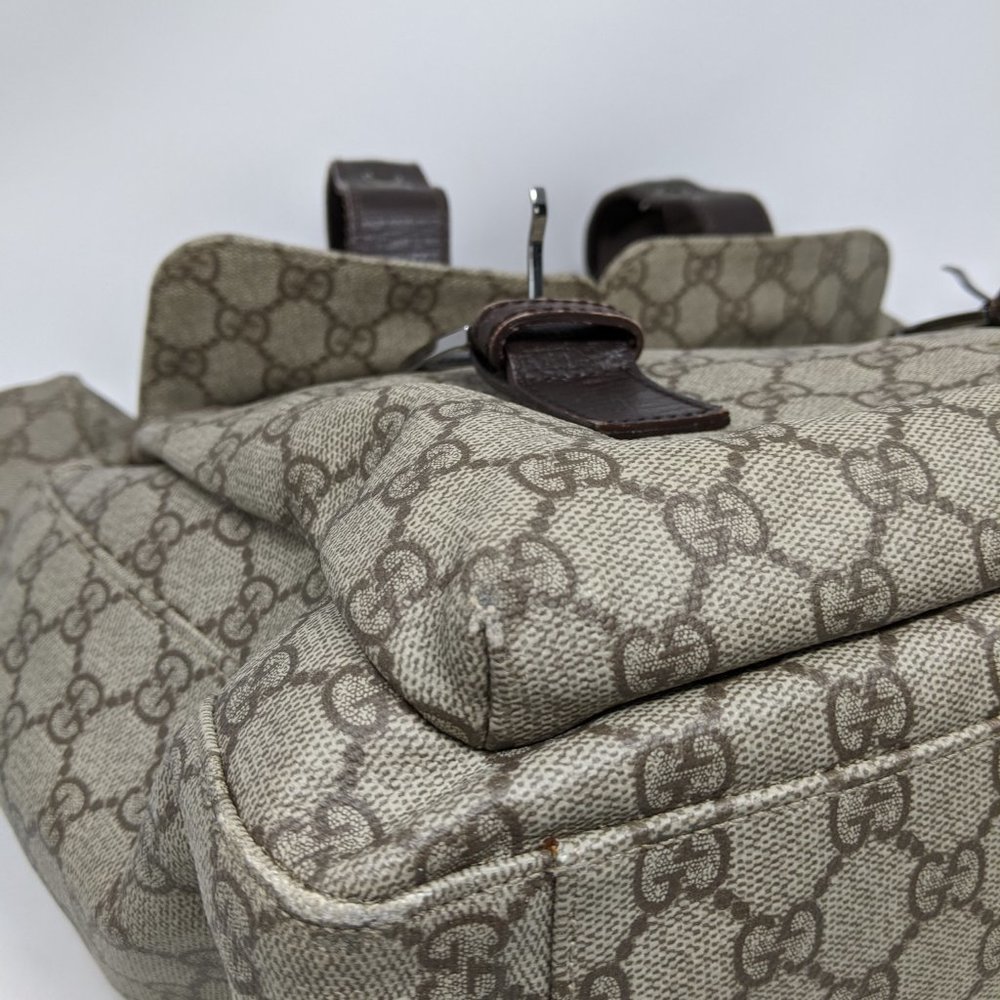 GUCCI PVC Beige & Dark Brown Two Pocket Tote Bag - Picture 9 of 16